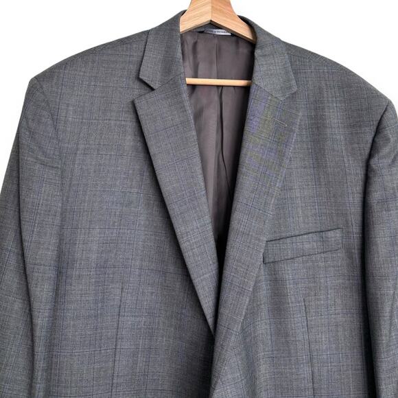 Ralph Lauren 100% Wool Gray Plaid Two Button Double Vented Blazer Men's Size 46L - Picture 3 of 12